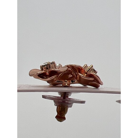 Kate Spade Rose Gold Floral Cluster Stud Earrings With Crystal Accents - Picture 4 of 4